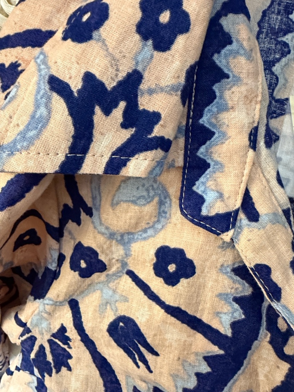 Kristen Sirrano linen blend floral tie front button-down blouse M - Picture 11 of 14